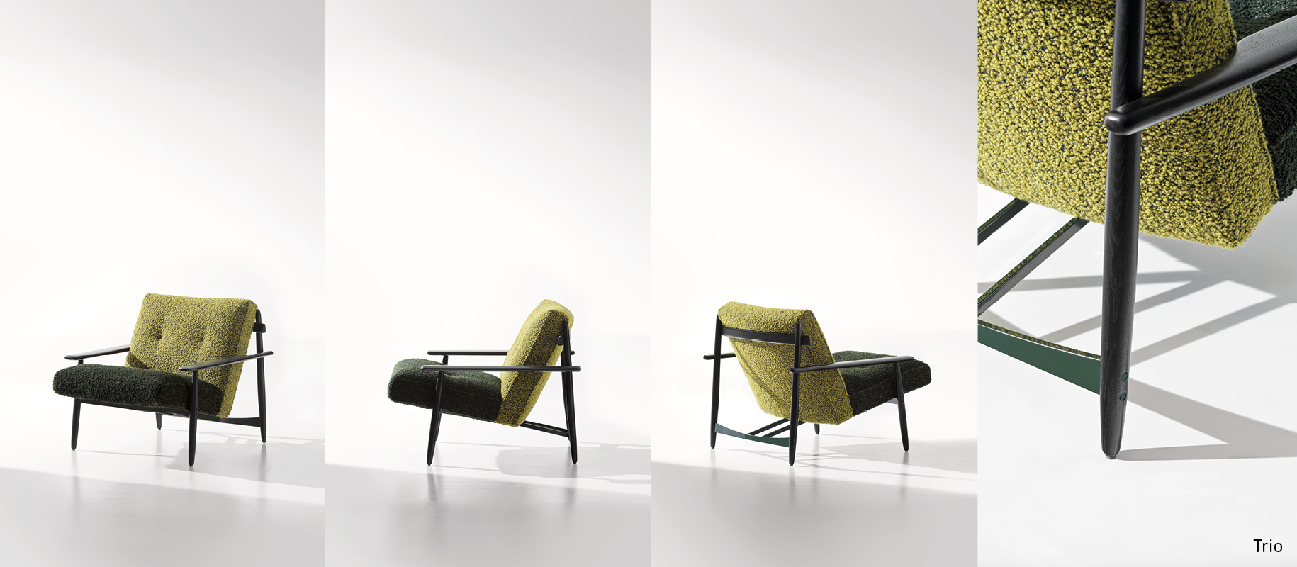 <p>The skilful and combined use of different materials also characterises the <strong>Trio</strong> armchair, designed by Marcio Kogan for the 2024 Collection, from which the <strong>Trio Outdoor </strong>version for open-air spaces also takes shape.</p>
